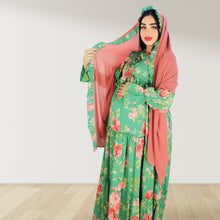 Load image into Gallery viewer, MALIKAT ALWURUD GREEN LAYERED MATERNITY AND NURSING GOWN