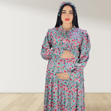 Load image into Gallery viewer, MALIKAT ALWURUD  DAISY PINK LAYERED MATERNITY AND NURSING GOWN
