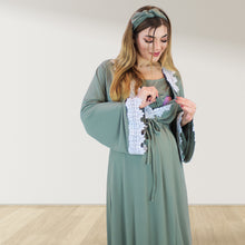 Load image into Gallery viewer, PRETTY IN SAGE GREEN MATERNITY MAXI AND SWADDLE BLANKET  SET