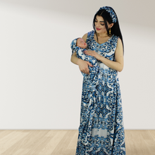 Load image into Gallery viewer, MOROCCAN BLUE MOMMY AND ME 5 IN 1 LONG MATERNITY SET