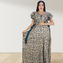 Load image into Gallery viewer, TEAL GREEN FARASHA SLEEVELESS  LAYERED MATERNITY AND NURSING GOWN