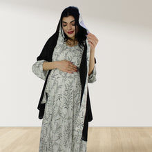 Load image into Gallery viewer, SPRING MORNING BLACK MOMMY AND ME 5 IN 1 LONG MATERNITY SET