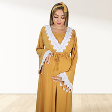 Load image into Gallery viewer, PRETTY IN MUSTARD YELLOW MATERNITY MAXI AND SWADDLE BLANKET  SET