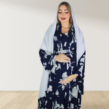 Load image into Gallery viewer, NAVY BLUE FLORAL MOMMY AND ME 5 IN 1 LONG MATERNITY SET