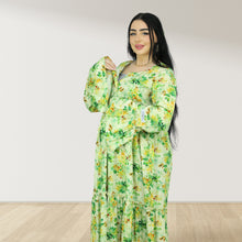 Load image into Gallery viewer, DHABIYA GREEN PREMIUM COTTON  LAYERED MATERNITY AND NURSING DRESS WITH ZIPPER
