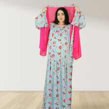 Load image into Gallery viewer, MARYOOM BABY BLUE  RUFFLE MATERNITY AND NURSING DRESS WITH ZIPPER