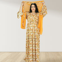 Load image into Gallery viewer, DHABIYA ORANGE PREMIUM COTTON  LAYERED MATERNITY AND NURSING DRESS WITH ZIPPER