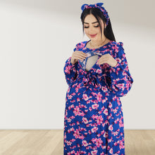 Load image into Gallery viewer, REEM PERSIAN PURPLE DOUBLE ZIPPER MATERNITY AND NURSING DRESS