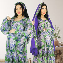 Load image into Gallery viewer, MARYOOM PURPLE ROSE RUFFLE MATERNITY AND NURSING DRESS WITH ZIPPER