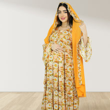 Load image into Gallery viewer, DHABIYA ORANGE PREMIUM COTTON  LAYERED MATERNITY AND NURSING DRESS WITH ZIPPER