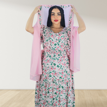 Load image into Gallery viewer, BABY PINK FARASHA SLEEVELESS  LAYERED MATERNITY AND NURSING GOWN