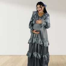 Load image into Gallery viewer, Theheb grey maternity and nursing maxi Eid Edition 25