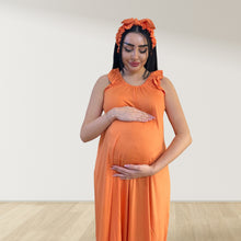 Load image into Gallery viewer, TANGERINE SIGNATURE RUFFLED ROBE AND LETTUCE SWADDLE SET