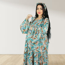 Load image into Gallery viewer, MARYOOM TEAL GREEN RUFFLE MATERNITY AND NURSING DRESS WITH ZIPPER