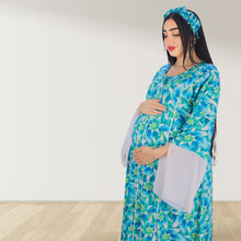 Load image into Gallery viewer, MAHRA BLUE PREMIUM COTTON TRIMMED  MATERNITY AND NURSING DRESS WITH ZIPPER