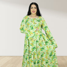 Load image into Gallery viewer, DHABIYA GREEN PREMIUM COTTON  LAYERED MATERNITY AND NURSING DRESS WITH ZIPPER