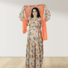 Load image into Gallery viewer, REEM ORANGE FLORAL DOUBLE ZIPPER MATERNITY AND NURSING DRESS