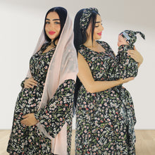 Load image into Gallery viewer, DESERT BABY BLACK  MOMMY AND ME 5 IN 1 LONG MATERNITY SETB