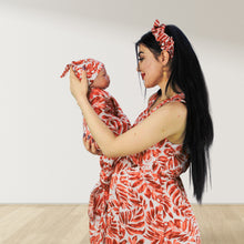 Load image into Gallery viewer, PEACH TROPICAL MOMMY AND ME 5 IN 1 LONG MATERNITY SET