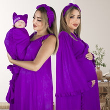 Load image into Gallery viewer, DEEP PURPLE SIGNATURE RUFFLED ROBE AND LETTUCE SWADDLE SET