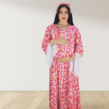 Load image into Gallery viewer, MAHRA ROSE PINK  PREMIUM COTTON TRIMMED  MATERNITY AND NURSING DRESS WITH ZIPPER