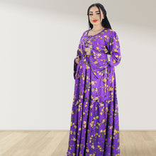 Load image into Gallery viewer, DHABIYA PURPLE PREMIUM COTTON  LAYERED MATERNITY AND NURSING DRESS WITH ZIPPER