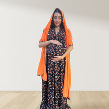 Load image into Gallery viewer, SUNSET AMBER BLACK LULU SLEEVELESS MATERNITY AND NURSING GOWN