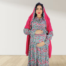 Load image into Gallery viewer, MALIKAT ALWURUD  DAISY PINK LAYERED MATERNITY AND NURSING GOWN