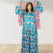 Load image into Gallery viewer, MARYOOM BLUE RUFFLE MATERNITY AND NURSING DRESS WITH ZIPPER