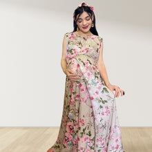 Load image into Gallery viewer, BEIGE BLOSSOM MOMMY AND ME 5 IN 1 LONG MATERNITY SET