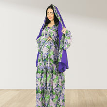 Load image into Gallery viewer, MARYOOM PURPLE ROSE RUFFLE MATERNITY AND NURSING DRESS WITH ZIPPER