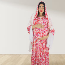 Load image into Gallery viewer, MAHRA ROSE PINK  PREMIUM COTTON TRIMMED  MATERNITY AND NURSING DRESS WITH ZIPPER
