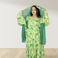Load image into Gallery viewer, DHABIYA GREEN PREMIUM COTTON  LAYERED MATERNITY AND NURSING DRESS WITH ZIPPER