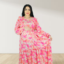 Load image into Gallery viewer, REEM BABY PINK FLORAL DOUBLE ZIPPER MATERNITY AND NURSING DRESS