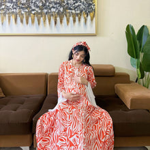 Load image into Gallery viewer, MAHRA ORANGE PREMIUM COTTON TRIMMED MATERNITY AND NURSING DRESS WITH ZIPPER