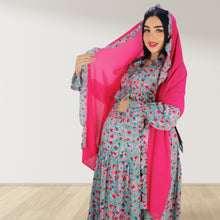 Load image into Gallery viewer, MALIKAT ALWURUD  DAISY PINK LAYERED MATERNITY AND NURSING GOWN