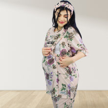 Load image into Gallery viewer, FLORAL PEACH DROP SHOULDER PAJAMA SET WITH MATCHING BABY ROMPER - STYLED BY MAMA