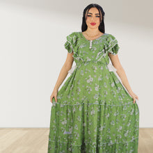 Load image into Gallery viewer, GREEN FARASHA SLEEVELESS  LAYERED MATERNITY AND NURSING GOWN