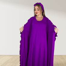 Load image into Gallery viewer, DEEP PURPLE SIGNATURE RUFFLED ROBE AND LETTUCE SWADDLE SET