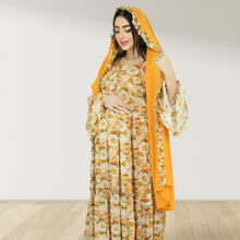 Load image into Gallery viewer, DHABIYA ORANGE PREMIUM COTTON  LAYERED MATERNITY AND NURSING DRESS WITH ZIPPER