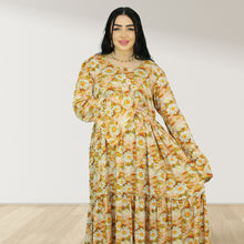 Load image into Gallery viewer, DHABIYA ORANGE PREMIUM COTTON  LAYERED MATERNITY AND NURSING DRESS WITH ZIPPER