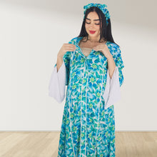 Load image into Gallery viewer, MAHRA BLUE PREMIUM COTTON TRIMMED  MATERNITY AND NURSING DRESS WITH ZIPPER
