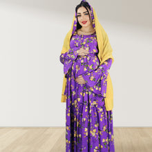 Load image into Gallery viewer, DHABIYA PURPLE PREMIUM COTTON  LAYERED MATERNITY AND NURSING DRESS WITH ZIPPER