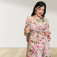 Load image into Gallery viewer, BEIGE BLOSSOM MOMMY AND ME 5 IN 1 LONG MATERNITY SET