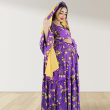 Load image into Gallery viewer, DHABIYA PURPLE PREMIUM COTTON  LAYERED MATERNITY AND NURSING DRESS WITH ZIPPER
