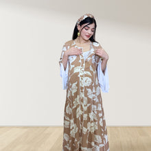 Load image into Gallery viewer, MAHRA BEIGE PREMIUM COTTON TRIMMED MATERNITY AND NURSING DRESS WITH ZIPPER