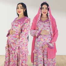 Load image into Gallery viewer, MAITHA VINTAGE PINK DOUBLE LAYERED MATERNITY AND NURSING GOWN WITH ZIPPER
