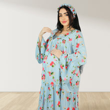Load image into Gallery viewer, MARYOOM BABY BLUE  RUFFLE MATERNITY AND NURSING DRESS WITH ZIPPER
