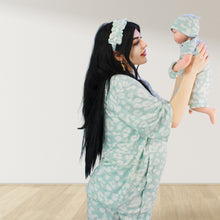 Load image into Gallery viewer, MISTY GREEN DROP SHOULDER PAJAMA SET WITH MATCHING BABY ROMPER - STYLED BY MAMA