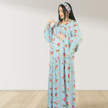 Load image into Gallery viewer, MARYOOM BABY BLUE  RUFFLE MATERNITY AND NURSING DRESS WITH ZIPPER